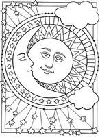 Online blank coloring pages for kids os92r. Anti Stress Coloring Pages Moon Sun Stars