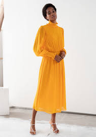 High Neck Ruched Midi Dress Ruched Midi Dress Dresses Yellow Midi Dress