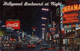 Hollywood Boulevard At Night 1960 S California Hollywood Boulevard Los Angeles At Night Night Life