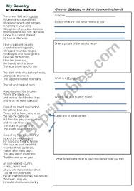 You can & download or print using the browser document. My Country Dorothea Mackellar Australian Poetry Analysis Esl Worksheet By Mothrust