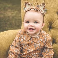 Darling Deer Neutral Organic Lace Fawn Deer Newborn Baby Headband Flower  Crown Bow
