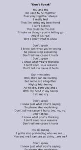 Don T Speak Lyrics By No Doubt Divorce Great Song Lyrics Love Songs Lyrics Music Quotes Lyrics