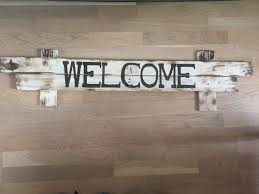 Welcome Palette Bois Tableau En Bois Lampe Edison