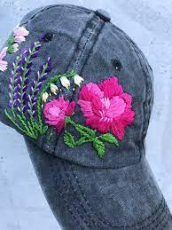 Hand Embroidered Hat Custom Embroidered Hat Floral Etsy Embroidered Hats Custom Embroidered Hats Hand Embroidered