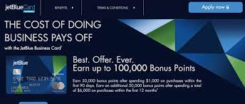 Bonus is broken down as follows: 100k Jetblue Plus Jetblue Business Card
