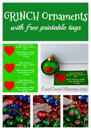 Super cute, free grinch printables alphabet puzzles for preschool and kindergarners to practice matching letters & the sounds they make this christmas. East Coast Mommy Diy Grinch Ornaments And Class Treats With Free Printable Tags