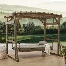 Pin By Faith On Pergola Patio Design Porch Swing With Stand Pergola Swing Wood Pergola