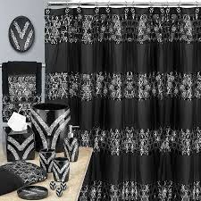Black And Silver Shower Curtain Set Home In 2020 Black Shower Curtains Silver Shower Curtain Black Shower