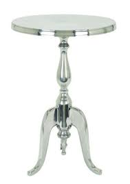 Modern Accent Metal Pedestal Table Mirror Silver Chrome Living Room Side Chair Aluminum Table Round Accent Table Accent Table