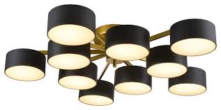 Gold Frame Flushmount Light Fixture Black Shades White Shade Cover Contemporary Flush Mount Ceiling Lighting By Design Living