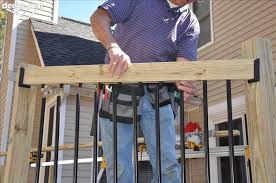 Once all of the rail/picket assemblies have been installed, screw/nail the 2x6 rail cap into the top of the 4x4s and into the top 2x4 rail. Installing In Line Balusters Deck Expressions