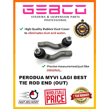 Failures of tie rod ends are very common and a bad tie rod end is a major safety concern. Premium Tie Rod End Outer Perodua Myvi Myvi Lagi Best Set 2pcs Gebco 45046 87781 45047 87781