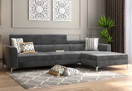 The beauty and the magic of this living room or bedroom in perfect coastal look lies in the fact that we approach the nature and their soothing stay. Buy Albert L Shape Right Aligned Corner Sofa Velvet Graphite Grey Online In India Modern L Shaped Sofa Wooden Street