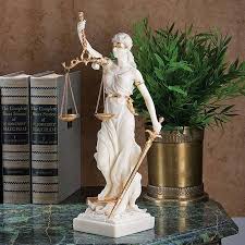 White Themis Greek Goddess Blind Justice Bonded Marble Statue ...