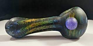 Black Glass Pipe Sandblasted Etsy