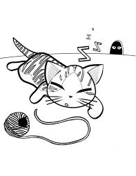 You are viewing some yarn sketch templates click on a template to sketch over it and color it in and share with your family and friends. Cat Is Falling Asleep After Play With Ball Of Yarn Coloring Page Coloring Sun