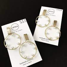 定番 レクタングルパールフープ イヤリング イヤリング 宝石ジュエリー イヤリング ハンドメイド