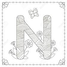 Check spelling or type a new query. Alphabet Coloring Page Capital Letter N With Flowers Leaves Royalty Free Cliparts Vectors And Stock Illustration Image 78675605