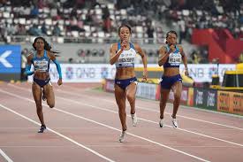 An athletic competition in which contestants compete for points awarded for performances in seven different track and field events, the winner being the one with the highest aggregate score. 2019 Women S Heptathlon World Rankings Track Field News