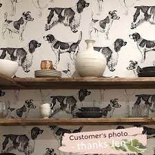 Vintage Dogs Wallpaper Black And White Romantic Pattern Etsy Wall Wallpaper Wallpaper Walls Decor Removable Wallpaper