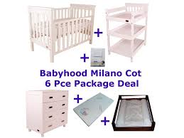 Babyhood Milano Cot Package Deal 6 Piece Toddler Rail Cot Canopy Net Bubs N Grubs Cot Canopy Cot Package Deal