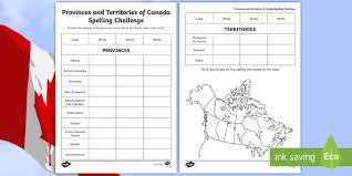 Provinces, territories with flags and capitals. Provinces And Territories Of Canada Spelling Challenge Activity