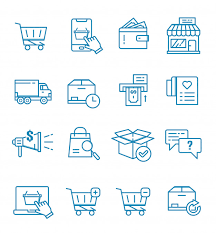 Set Of E Commerce Online Shop And Shopping Icons With Outline Style Logo Online Shop Shop Icon Business Icon