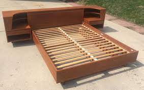 used vintage danish mid century modern teak queen bed frame with floating night stands for sale in cudahy letgo karyola ahsap isleri urunler