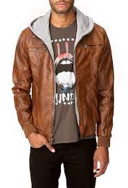 Forever 21 Hooded Faux Leather Jacket In Brown For Men Lyst Leather Jacket With Hood Leather Jacket Leather Jacket Men