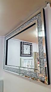 Gatsby Crushed Diamond Crystal Glass Silver Frame Bevelled Wall Mirror 120x80cm In 2020 Mirror Design Wall Mirror Wall Bedroom Mirror Wall