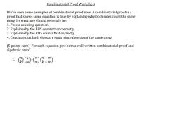 Found worksheet you are looking for? Solved Combinatorial Proof Worksheet We Ve Seen Some Exam Chegg Com