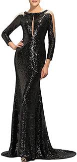 Amazon Com Circlewld Mermaid Prom Dresses Long Sleeves Sequins Evening Gowns For Women Formal Long Sleeve Mermaid Prom Dress Evening Gowns Black Prom Dresses