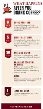 What Happens To Your Body When You Drink Coffee Timeline Infographic Food For Digestion Coffee Drinks Digestion
