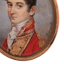 Antique Miniature Young Man Military Officer Portrait Painting John Sm