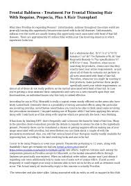 How does rogaine work for frontal baldness? Frontal Baldness Treatment For Frontal Thinning Hair With Rogaine