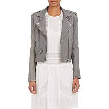 Iro Women S Ashville Leather Moto Jacket 1 200 Liked On Polyvore Featuring Outerwear Jackets Light Light Gray Leather Jacket Clothes Leather Moto Jacket