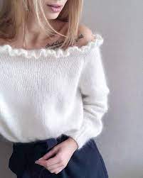 Acik Omuzlar Beyaz Tiftik Kazak Cocuk Tiftik Ipligi Orgu Kazak El Orme Tiftik Beyaz Kadinmodasi Kazak Omuzlar Tif Triko Sirin Elbiseler Moda Stilleri