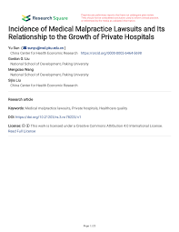 We did not find results for: Pdf Incidence Of Medical Malpractice Lawsuits And Its Relationship To The Growth Of Private Hospitals