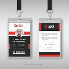 Professional Id Card With Red Details Identity Card Design Id Card Template Id Design
