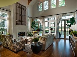 In a big ceiling like this, it's a good idea to use drywall adhesive; Vaulted Ceiling Living Room Design Ideas
