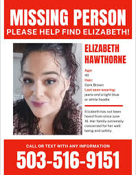 Missing person in Vancouver/Longview area, Elizabeth Hawthorne