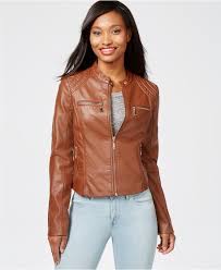 Jou Jou Zip Front Faux Leather Moto Jacket Jackets Blazers Women Macy S Blazer Jackets For Women Faux Leather Moto Jacket Jackets