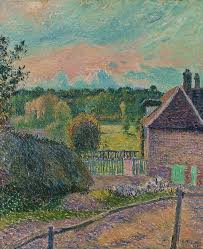 Camille Pissarro La Casa De La Folie Eragny Atardecer 1885 Camille Pissarro Camille Pissarro Paintings French Impressionist Painters
