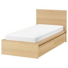 Product title gymax modern pine wood storage platform bed, queen,. Malm Bed Frame High W 2 Storage Boxes White Stained Oak Veneer Luroy Ikea