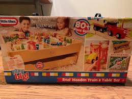 Wooden train set table for kids, deluxe had painted wooden set with tracks, trains, cars, boats, and accessories for boys and girls by hey! Real Wooden Train And Table Set Little Tikes