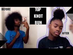 Top Knot Bun On Very Thick 4c Hair Video Black Hair Information Top Knot Hairstyles Top Knot Bun Knot Bun