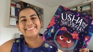 USHA AND THE BIG DIGGER is about "truck-loving Usha, her big sister, Aarti,  and their cousin, Gloria, who see different shapes in the same seven stars  of the big dipper and have to learn to see things ...