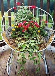 Planter Chair Feature Garden Line With Sphagnum Moss And Potting Mix And Fill With Colour Or Herbs The Micr Plants Garden Containers Container Gardening