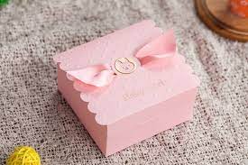 Baby Shower Favor Box Birthday Party Sweet Box Pink Girl Or Blue Boy With Bow Baby Shower Favor Boxes Pink Party Favors Birthday First Birthday Party Favor