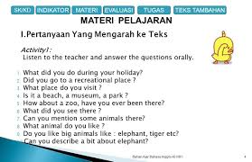 Maybe you would like to learn more about one of these? Bahan Ajar Bahasa Inggris Descriptive Text Kelas Vii Semester Gasal Sk Kd Evaluasitugasteks Tambahanindikatormateri Ppt Download